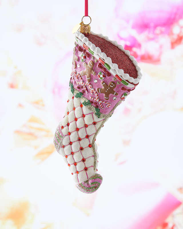 White Candy Stocking Christmas Ornament